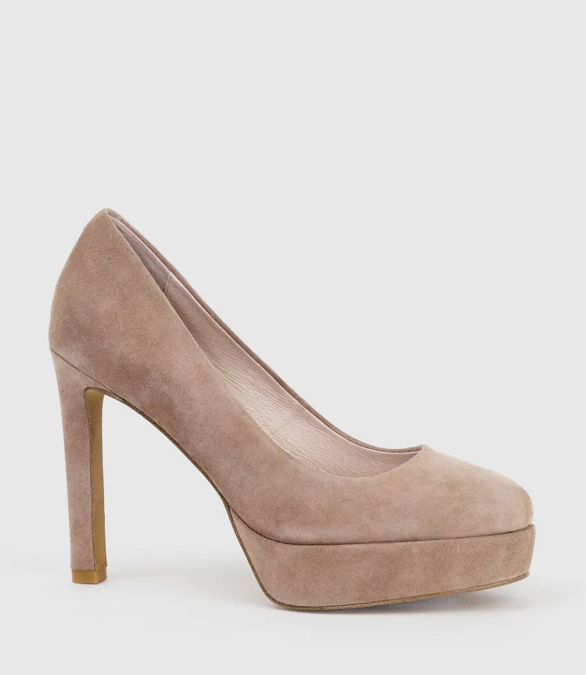 CIARA110 Platform Pump in Nude Suede