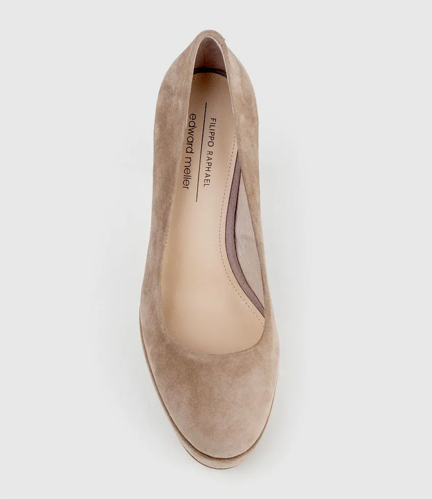 CIARA110 Platform Pump in Nude Suede