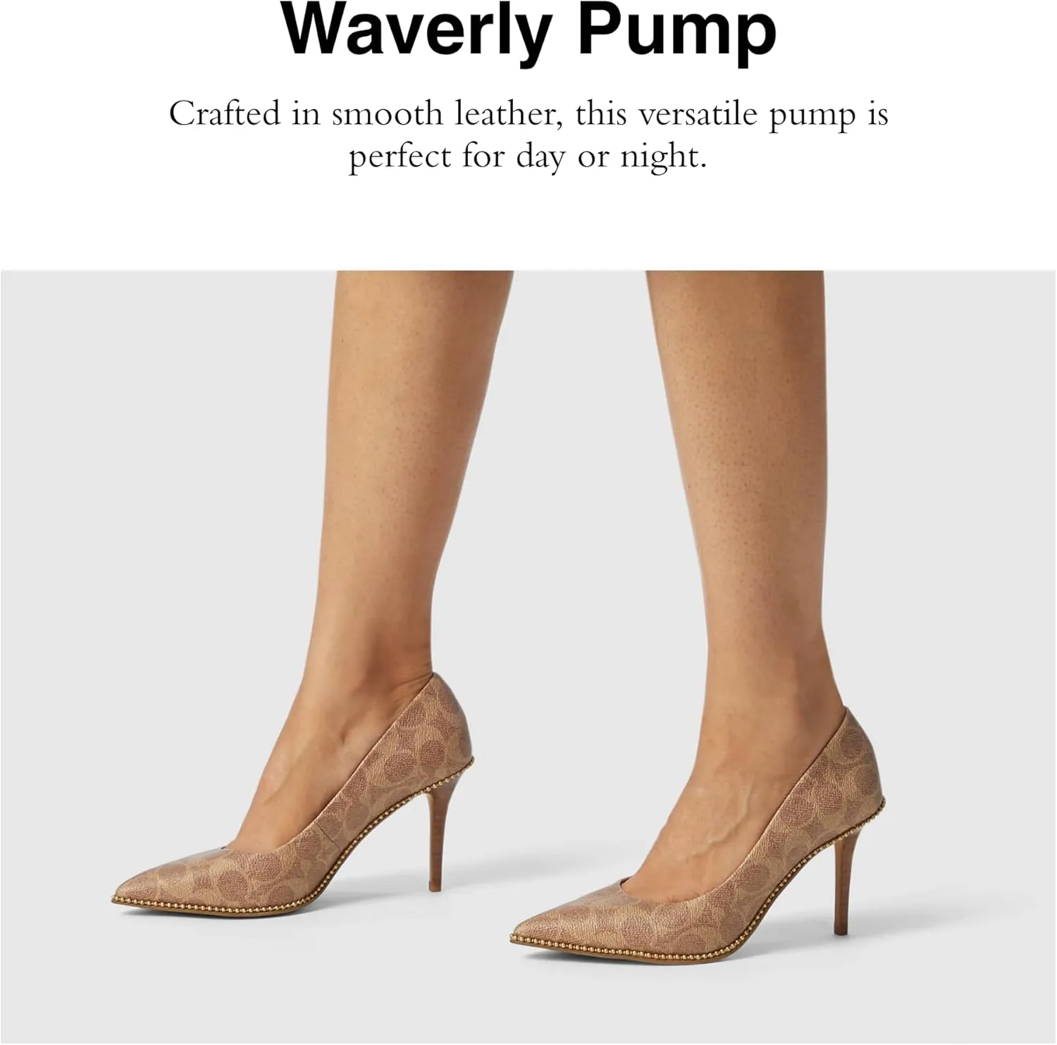 Coach Women's Waverly Pump, Tan Coated Canvas, 8