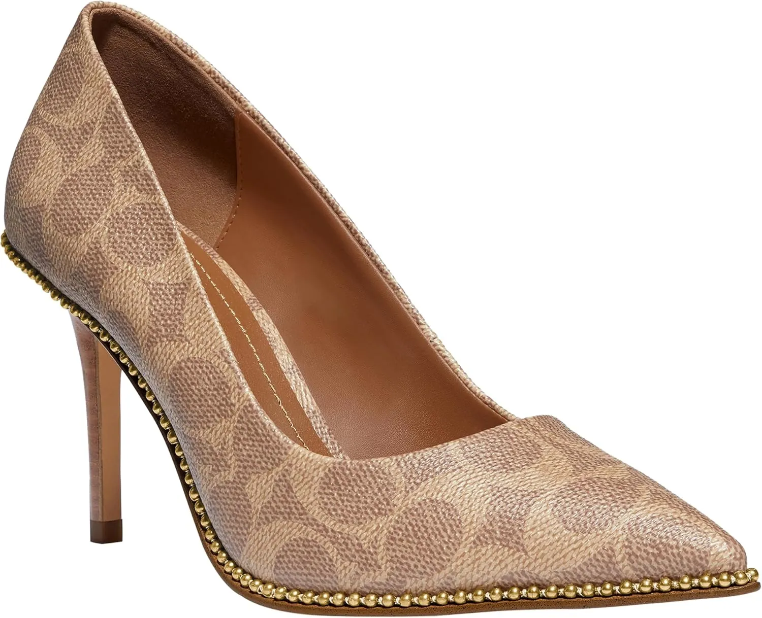 Coach Women's Waverly Pump, Tan Coated Canvas, 8