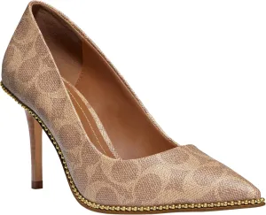 Coach Women's Waverly Pump, Tan Coated Canvas, 8