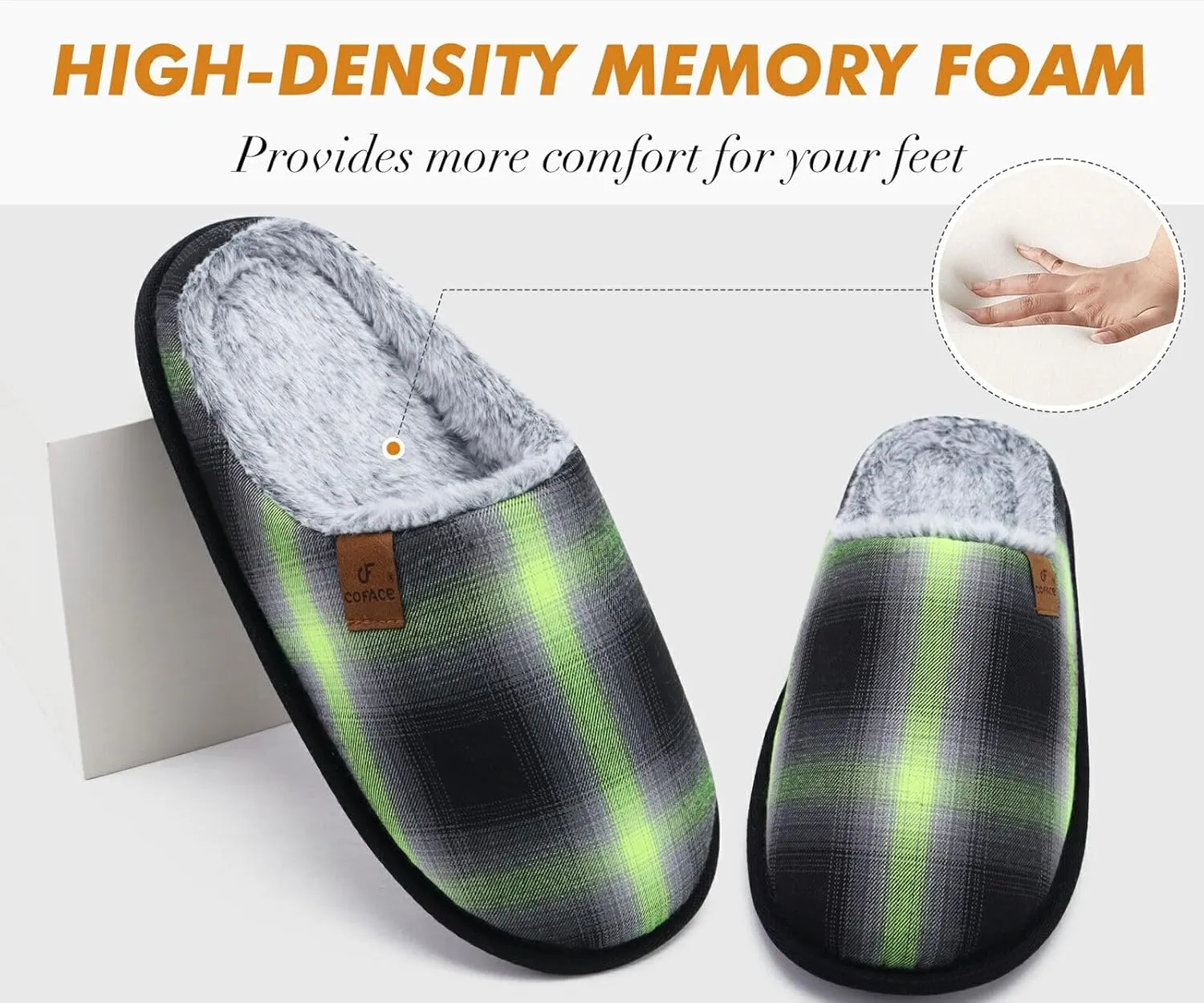 COFACE Unisex Mens Womens Cozy Memory Foam Scuff Slippers Casual Slip On Warm House Shoes Indoor/Outdoor Sandal Slippers With Arch Support Rubber Sole Size 4-15