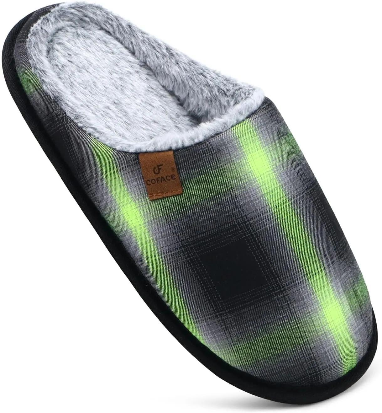 COFACE Unisex Mens Womens Cozy Memory Foam Scuff Slippers Casual Slip On Warm House Shoes Indoor/Outdoor Sandal Slippers With Arch Support Rubber Sole Size 4-15
