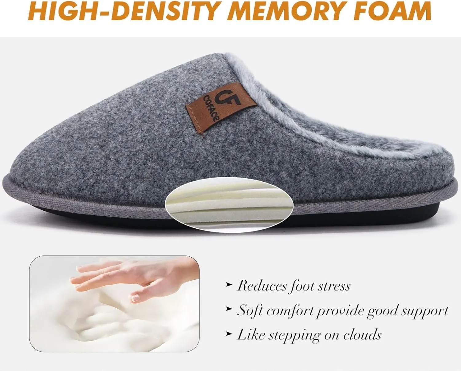 COFACE Unisex Mens Womens Cozy Memory Foam Scuff Slippers Casual Slip On Warm House Shoes Indoor/Outdoor Sandal Slippers With Arch Support Rubber Sole Size 4-15