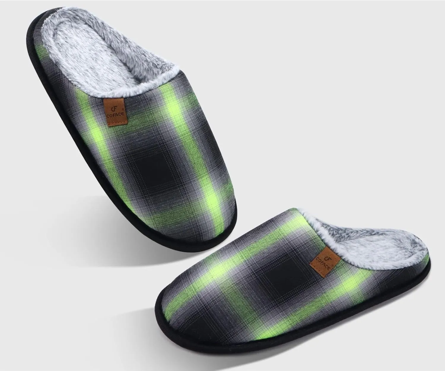 COFACE Unisex Mens Womens Cozy Memory Foam Scuff Slippers Casual Slip On Warm House Shoes Indoor/Outdoor Sandal Slippers With Arch Support Rubber Sole Size 4-15