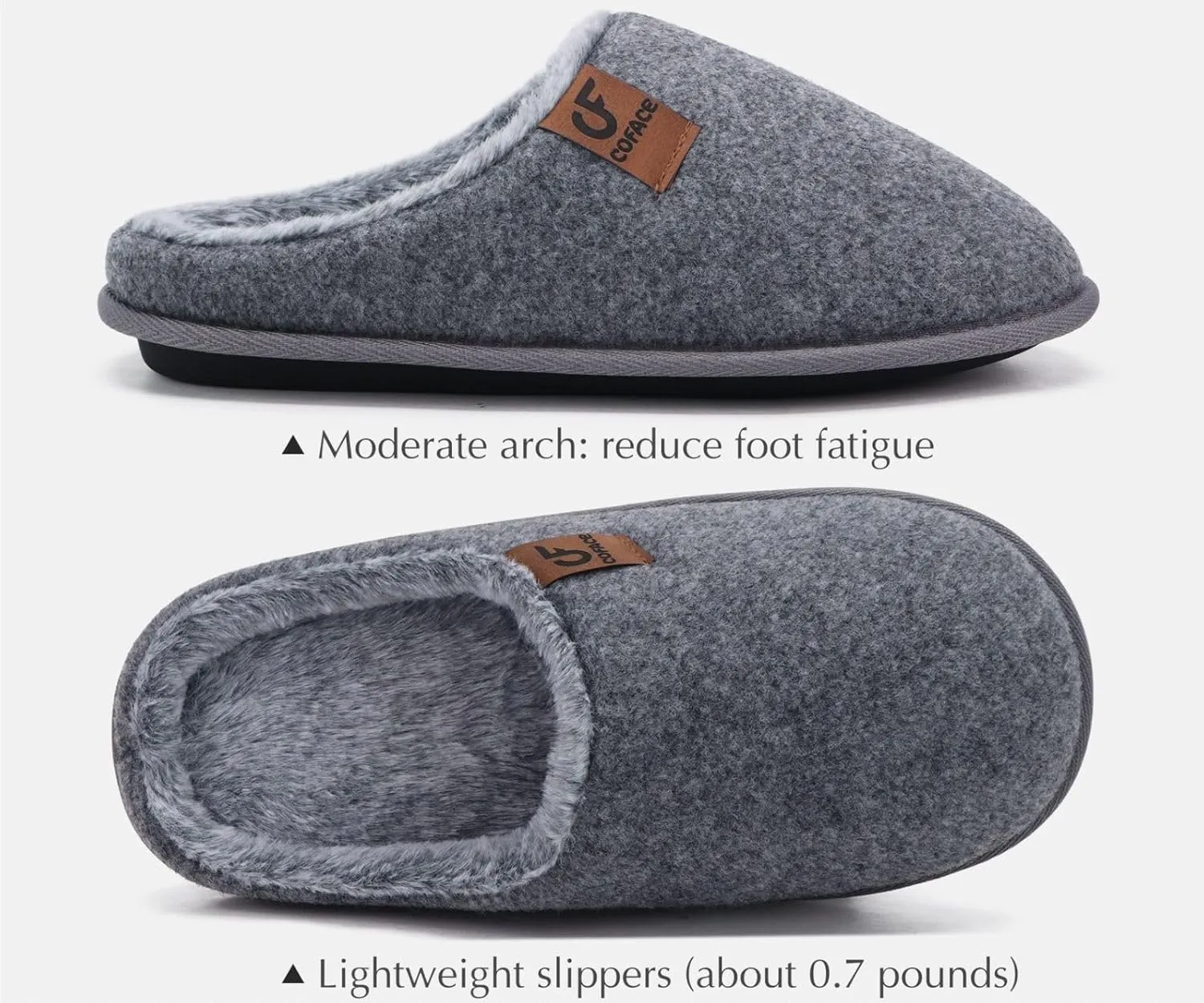 COFACE Unisex Mens Womens Cozy Memory Foam Scuff Slippers Casual Slip On Warm House Shoes Indoor/Outdoor Sandal Slippers With Arch Support Rubber Sole Size 4-15