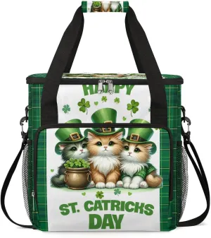 Coffee Maker Carring Bag Cat St. Patrick's Day Travel Carrying Storage Tote Bag Compatible with Keurig K-Mini or K-Mini Plus Portable Single Serve Coffee Brewer Case with Pockets for K-cup Pods