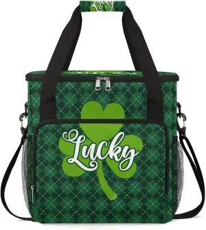 Coffee Maker Carring Bag Clover St Patrick's Day Travel Carrying Storage Tote Bag Compatible with Keurig K-Mini or K-Mini Plus Portable Single Serve Coffee Brewer Case with Pockets for K-cup Pods