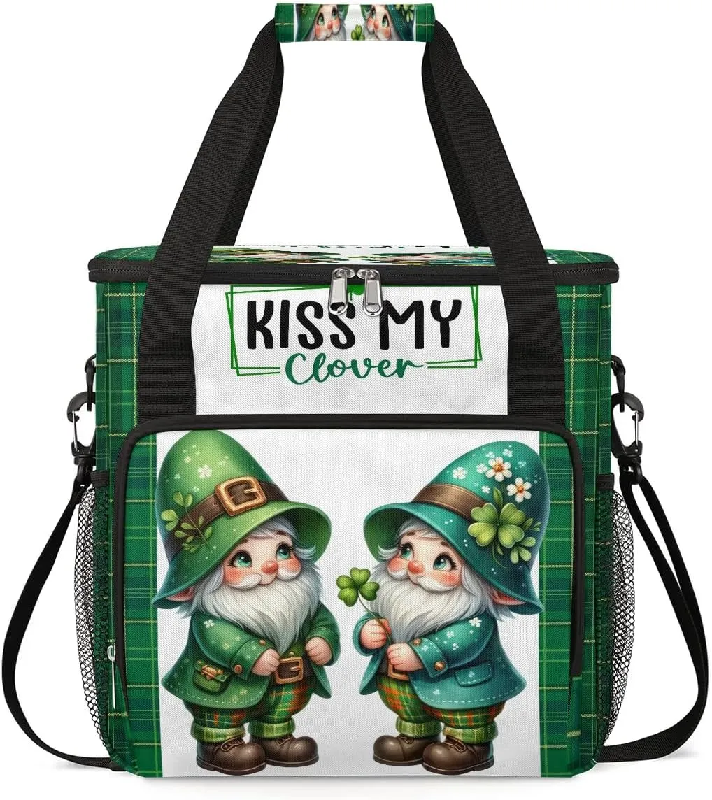 Coffee Maker Carring Bag Cute St. Patrick's Day Gnomes Travel Carrying Storage Tote Bag Compatible with Keurig K-Mini or K-Mini Plus Portable Single Serve Coffee Brewer Case with Pockets for K-cup Pod