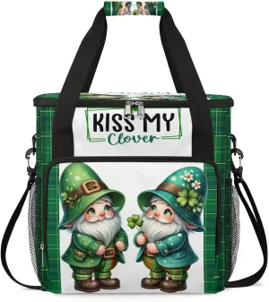 Coffee Maker Carring Bag Cute St. Patrick's Day Gnomes Travel Carrying Storage Tote Bag Compatible with Keurig K-Mini or K-Mini Plus Portable Single Serve Coffee Brewer Case with Pockets for K-cup Pod