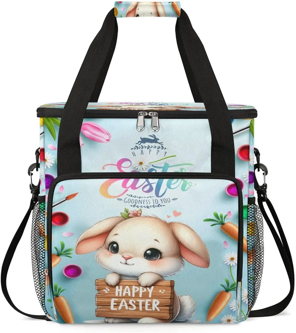 Coffee Maker Carring Bag Easter Animal Bunny Travel Carrying Storage Tote Bag Compatible with Keurig K-Mini or K-Mini Plus Portable Single Serve Coffee Brewer Case with Pockets for K-cup Pods