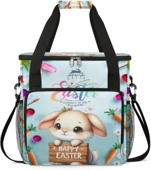 Coffee Maker Carring Bag Easter Animal Bunny Travel Carrying Storage Tote Bag Compatible with Keurig K-Mini or K-Mini Plus Portable Single Serve Coffee Brewer Case with Pockets for K-cup Pods