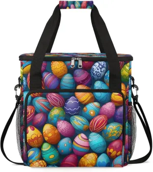 Coffee Maker Carring Bag Easter Colored Egg Travel Carrying Storage Tote Bag Compatible with Keurig K-Mini or K-Mini Plus Portable Single Serve Coffee Brewer Case with Pockets for K-cup Pods