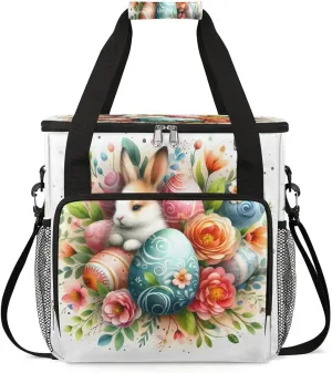 Coffee Maker Carring Bag Easter Eggs Bunny Travel Carrying Storage Tote Bag Compatible with Keurig K-Mini or K-Mini Plus Portable Single Serve Coffee Brewer Case with Pockets for K-cup Pods