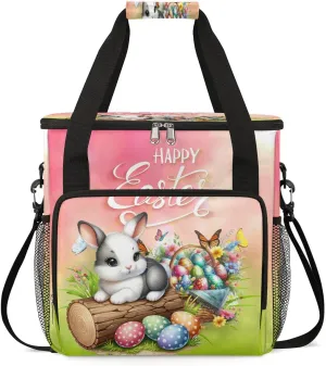 Coffee Maker Carring Bag Easter Holiday Bunny Travel Carrying Storage Tote Bag Compatible with Keurig K-Mini or K-Mini Plus Portable Single Serve Coffee Brewer Case with Pockets for K-cup Pods