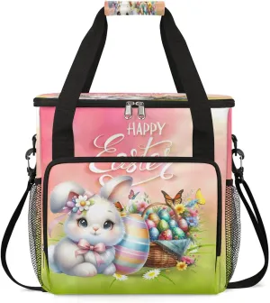 Coffee Maker Carring Bag Easter Rabbit Cute Travel Carrying Storage Tote Bag Compatible with Keurig K-Mini or K-Mini Plus Portable Single Serve Coffee Brewer Case with Pockets for K-cup Pods