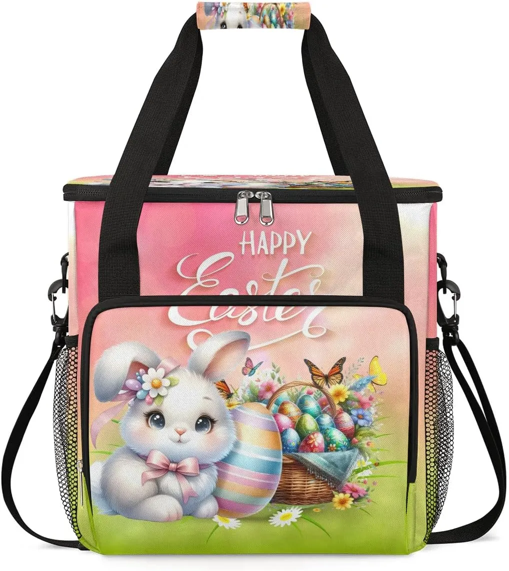 Coffee Maker Carring Bag Easter Rabbit Cute Travel Carrying Storage Tote Bag Compatible with Keurig K-Mini or K-Mini Plus Portable Single Serve Coffee Brewer Case with Pockets for K-cup Pods