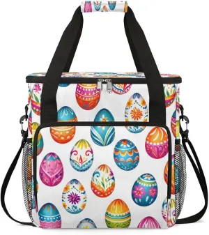 Coffee Maker Carring Bag Festive Easter Eggs Travel Carrying Storage Tote Bag Compatible with Keurig K-Mini or K-Mini Plus Portable Single Serve Coffee Brewer Case with Pockets for K-cup Pods