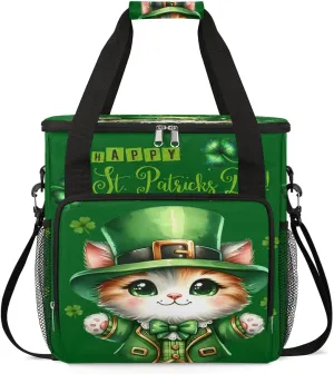Coffee Maker Carring Bag St. Patrick's Day Cats Travel Carrying Storage Tote Bag Compatible with Keurig K-Mini or K-Mini Plus Portable Single Serve Coffee Brewer Case with Pockets for K-cup Pods
