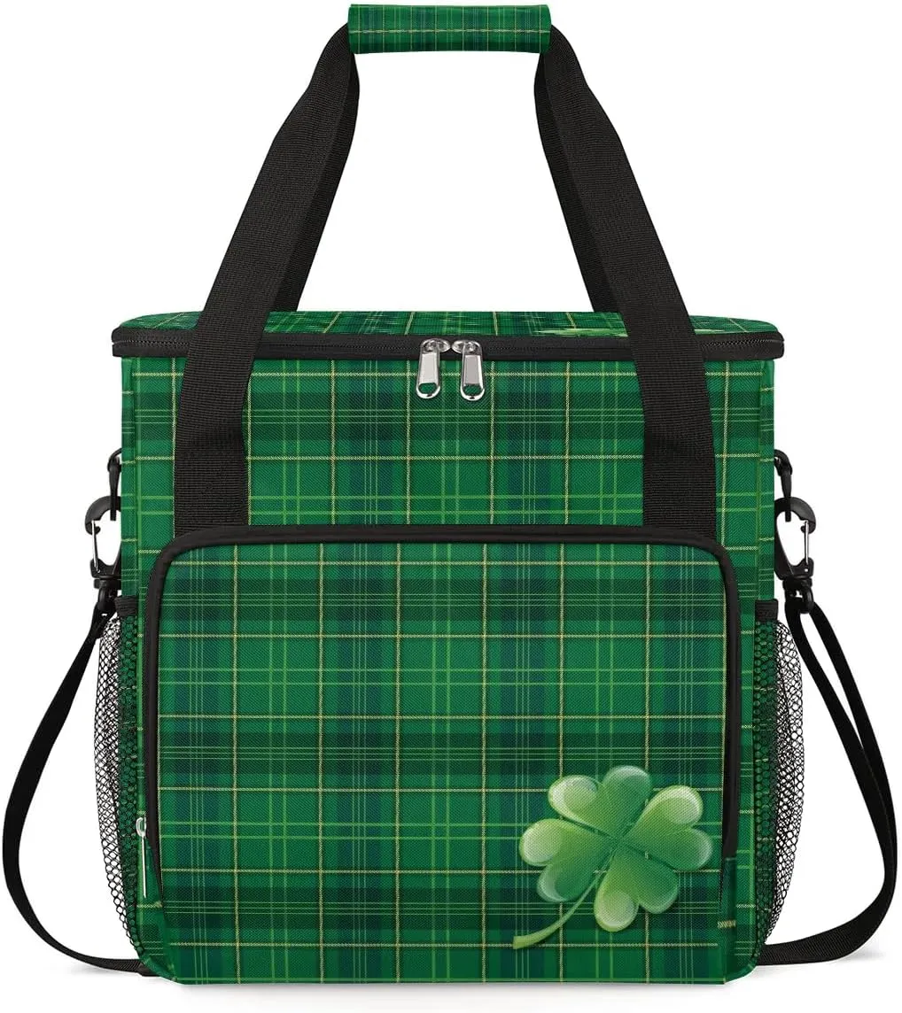Coffee Maker Carring Bag St. Patrick's Day Lucky Leaves Travel Carrying Storage Tote Bag Compatible with Keurig K-Mini or K-Mini Plus Portable Single Serve Coffee Brewer Case with Pockets for K-cup