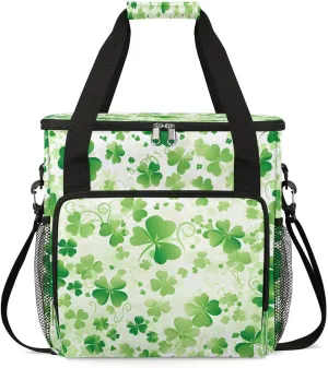 Coffee Maker Carring Bag St. Patrick's Day Three-leaf Clover Travel Carrying Storage Tote Bag Compatible with Keurig K-Mini or K-Mini Plus Portable Single Serve Coffee Brewer Case with Pockets