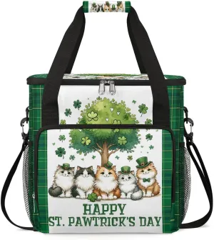 Coffee Maker Carring Bag St. Patrick's Day Tree Cat Travel Carrying Storage Tote Bag Compatible with Keurig K-Mini or K-Mini Plus Portable Single Serve Coffee Brewer Case with Pockets for K-cup Pods