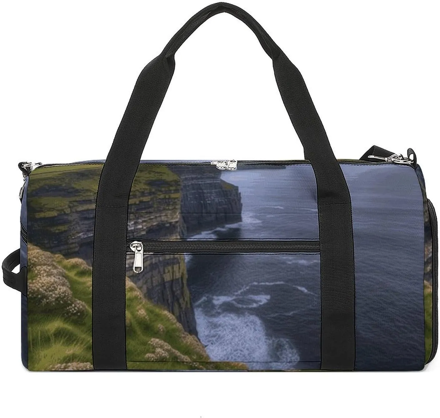 County Clare The Cliffs Barrel Gym Bags for Men And Women, Duffle Bag for Travel Sports Bag Camping Weekend Carry on Overnight Duffel Bag with Shoulder Strap