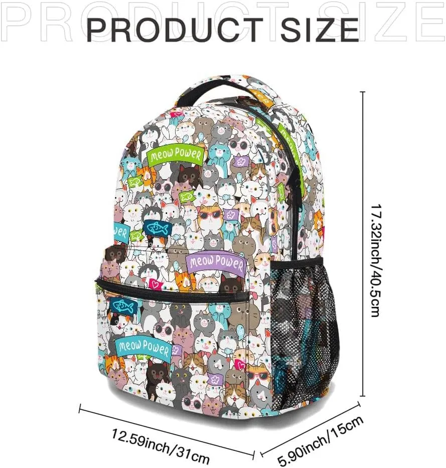 Cute Cat Backpack, Lightweight Durable Laptop Bag 3D Printed Daypack with Multiple Pockets, Stylish Shoulders Backpack(Cute Cat)