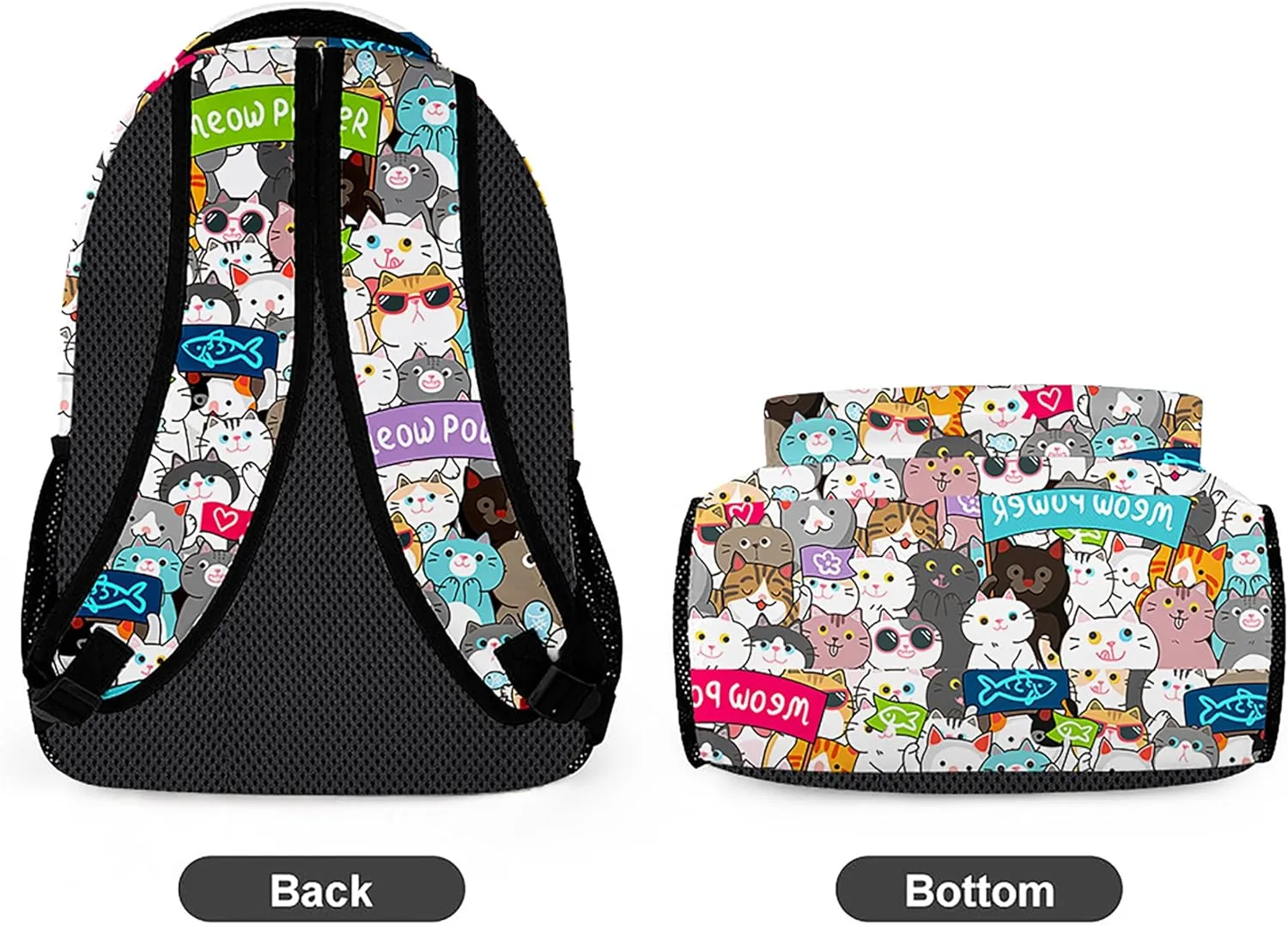 Cute Cat Backpack, Lightweight Durable Laptop Bag 3D Printed Daypack with Multiple Pockets, Stylish Shoulders Backpack(Cute Cat)