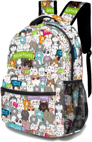 Cute Cat Backpack, Lightweight Durable Laptop Bag 3D Printed Daypack with Multiple Pockets, Stylish Shoulders Backpack(Cute Cat)