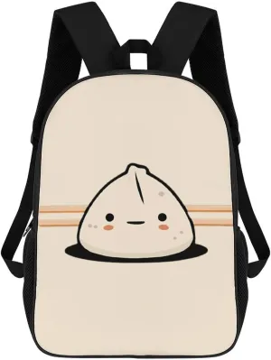 Cute Dumpling Funny Dim Sum Printed 17 Inch Backpack Multipurpose Large-capacity Shoulders Daypacks Laptop Bag for Travel Hiking Camping 12.5 X 17 X 5.5 Inch