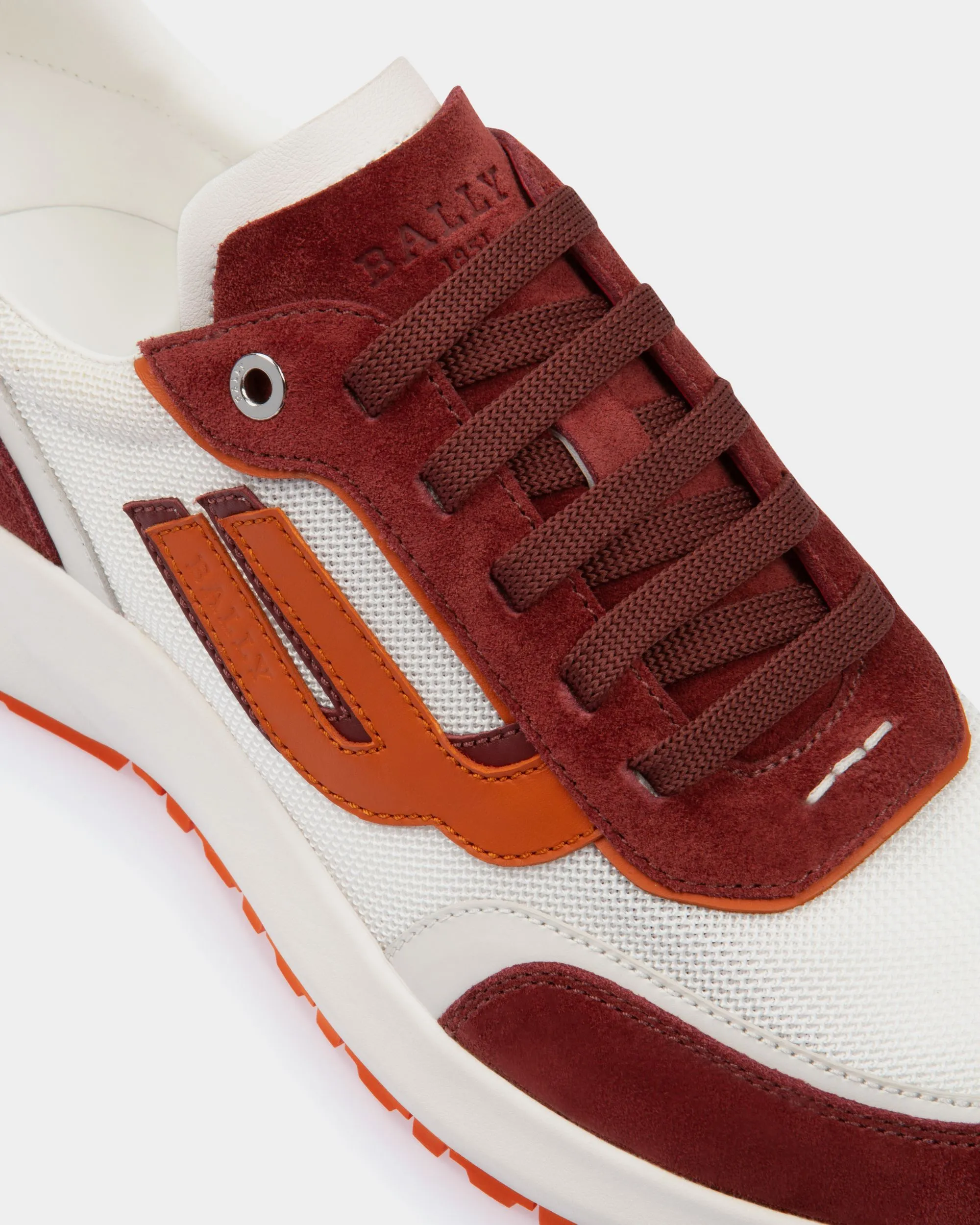 Demmy Mesh & Leather Sneakers In Heritage Red & White