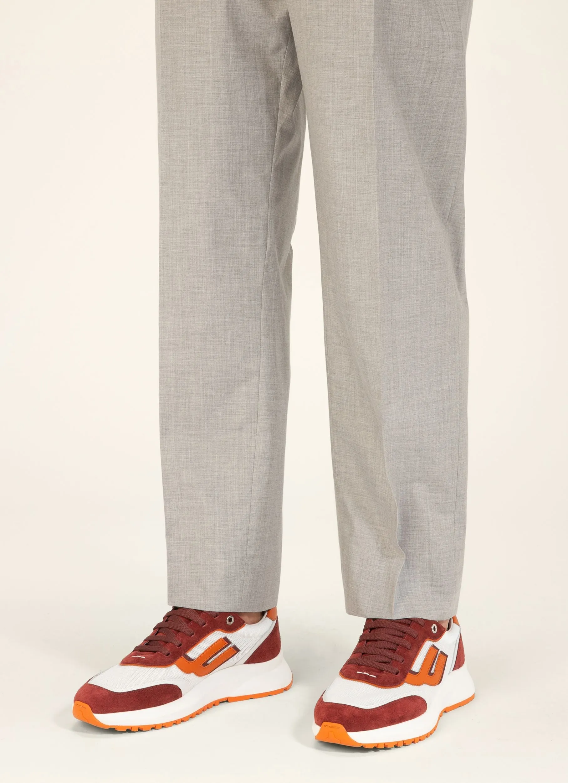 Demmy Mesh & Leather Sneakers In Heritage Red & White