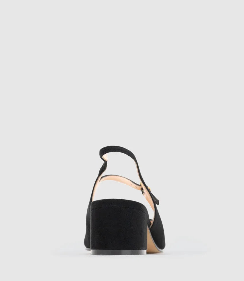 DESIRE45 Mary Jane Slingback Pump in Black Suede