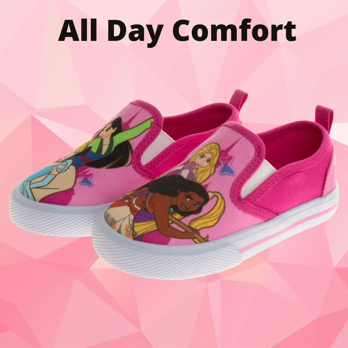 Disney Minnie Mouse, Elsa Frozen, Snow White Princess Shoes for Girls Toddler Kids Character Loafer Low top Slip-on Casual Tennis Canvas Sneakers