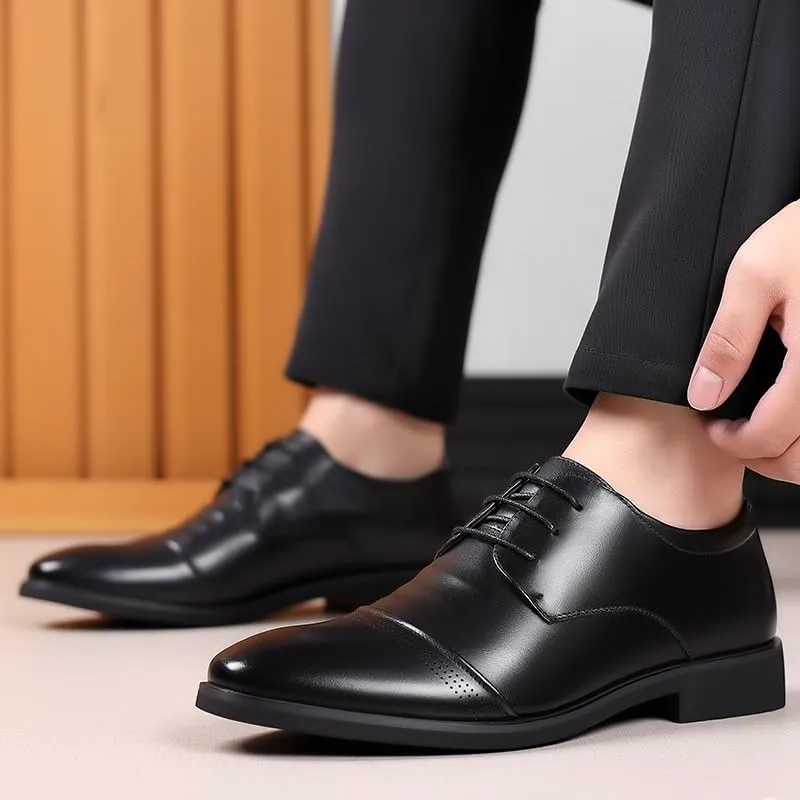 Dress Shoes for Men Casual Business Men Leather Oxfords Fashion Pointed Toe Modern Wedding Derby Shoes