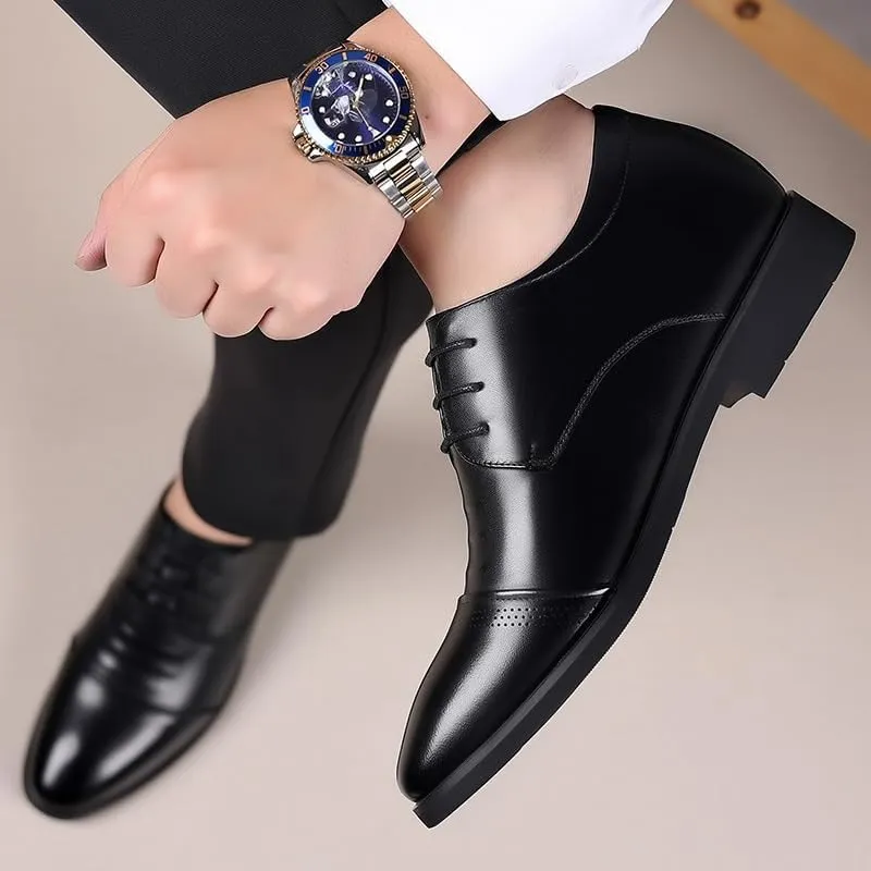 Dress Shoes for Men Casual Business Men Leather Oxfords Fashion Pointed Toe Modern Wedding Derby Shoes