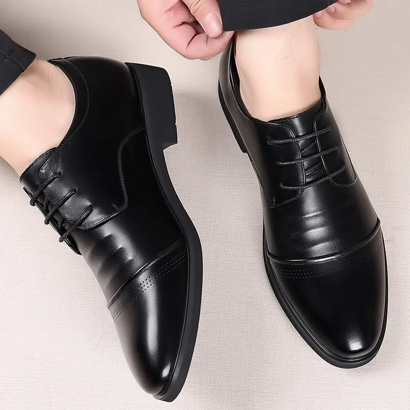 Dress Shoes for Men Casual Business Men Leather Oxfords Fashion Pointed Toe Modern Wedding Derby Shoes