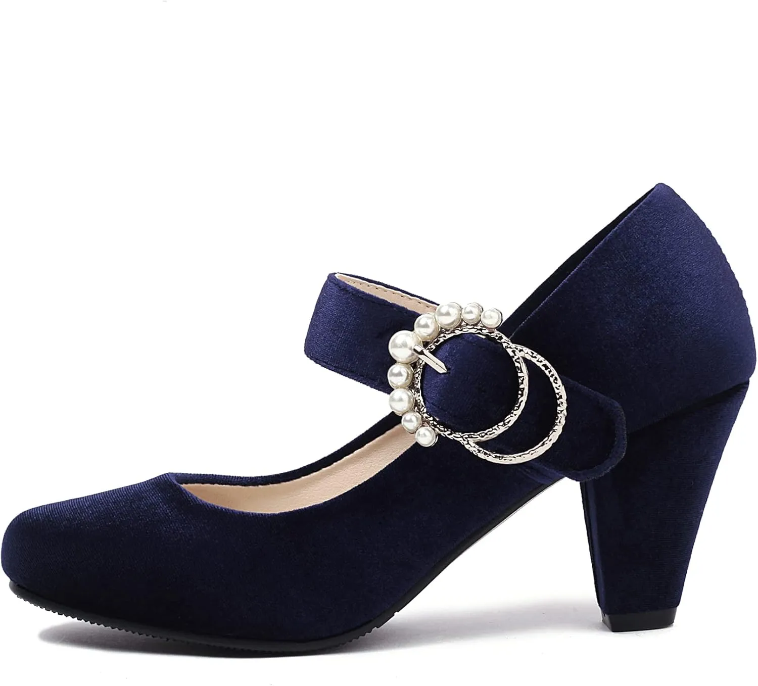 Elerhythm Women's Mary Jane Bow Closed Toe Vintage Pumps Heels Gatsby Victorian 1920s Dresses Faux Suede Shoes