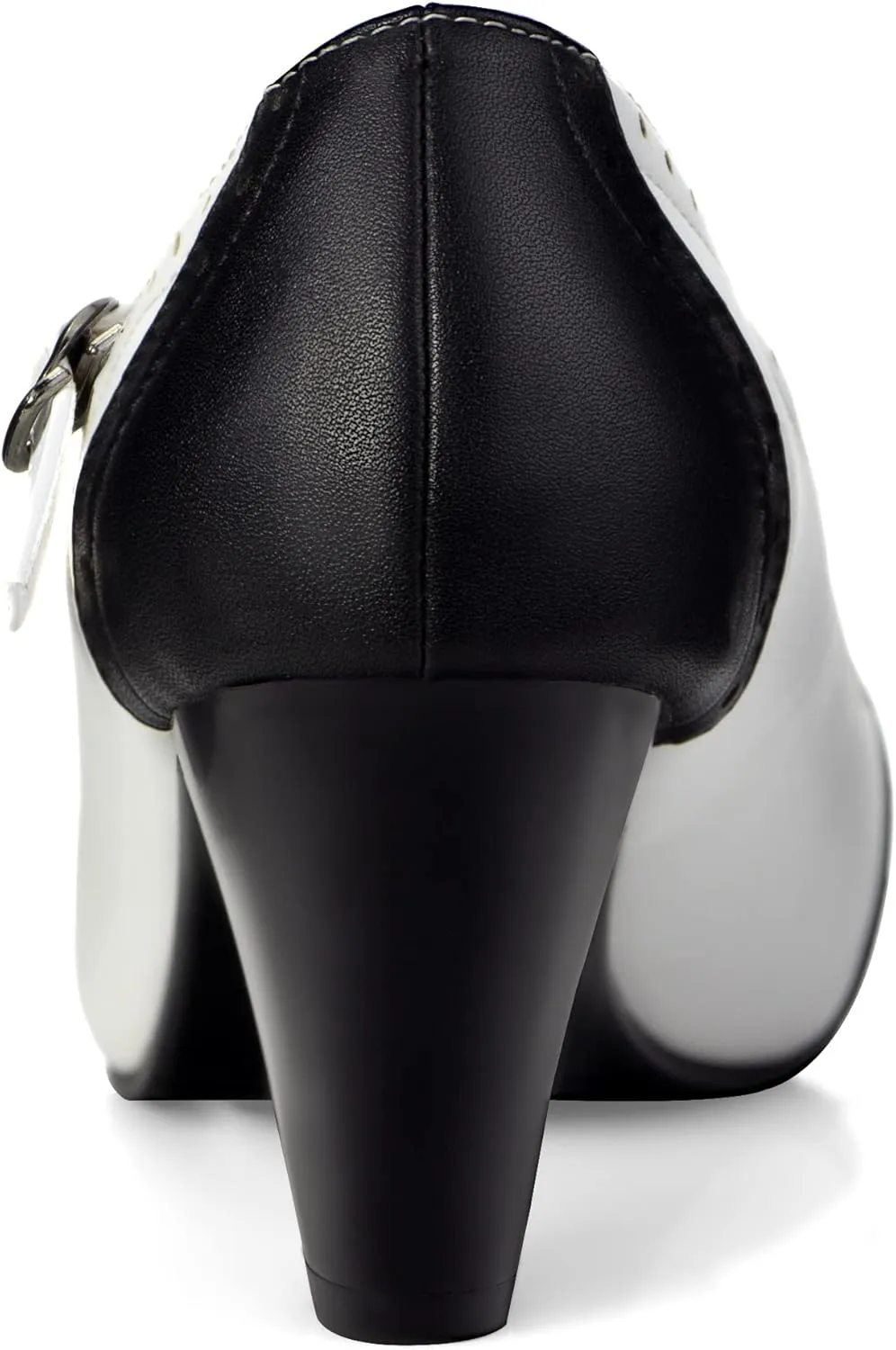 Elerhythm Women's Two Tone Mary Jane Classic and Retro 1920s Pump Heels Oxford Pattern 1950s Vintage Round Closed Toe Ankle Strap Dress Shoes