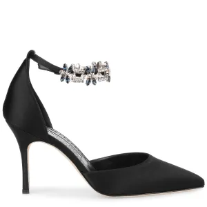 Esfirapi 90 black satin crystal pump