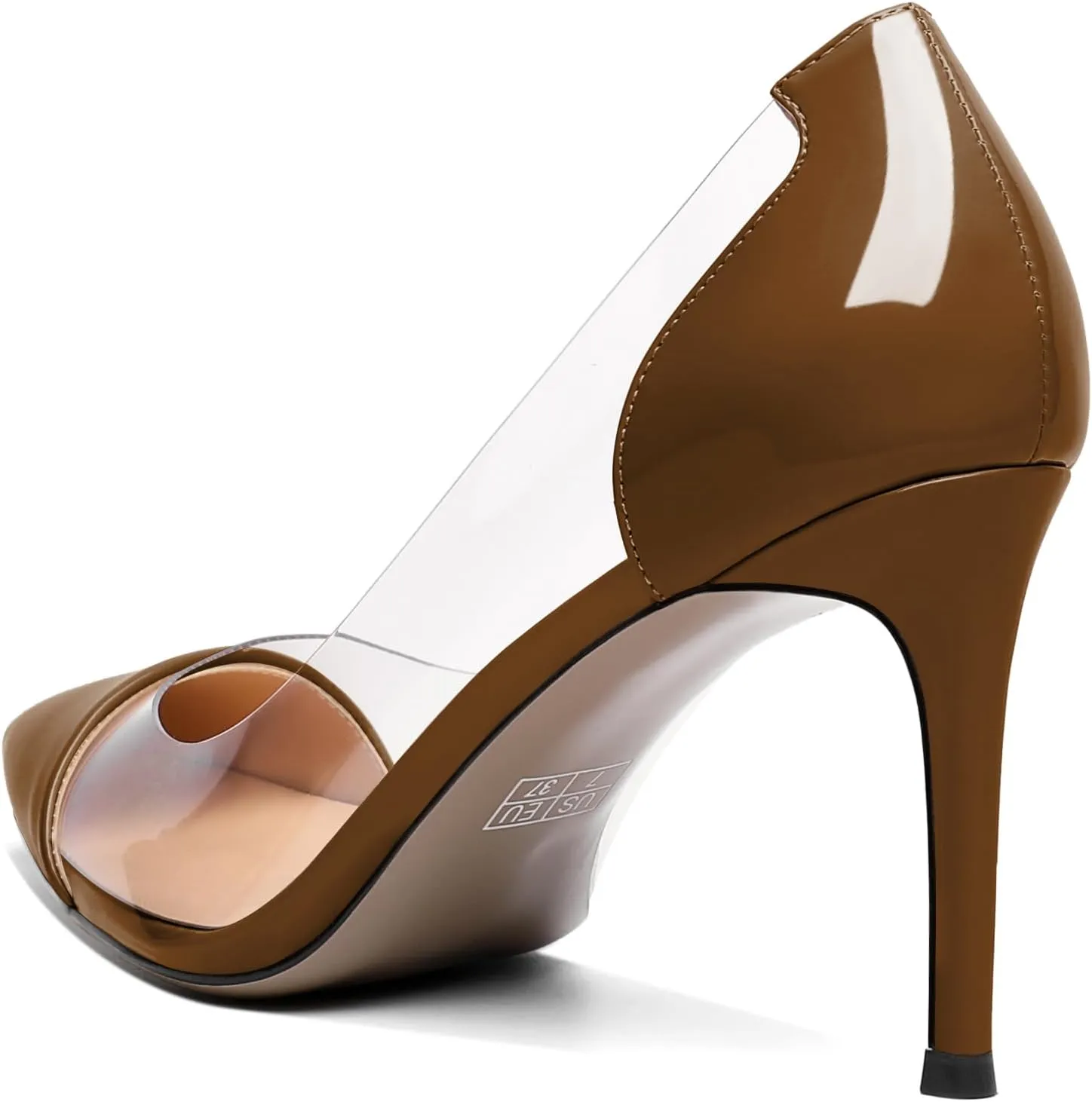 Esvowido Women's Clear Pumps High Heel Stilettos Transparent PVC Slip on Cap Toe Shoes Fashion Wedding Party 3 Inch