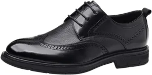 Fashionable Men's Block Carved Leather Shoes British Style Luxury Lace-up Oxford Classic Brogue Wingtip Platform Dress Shoes