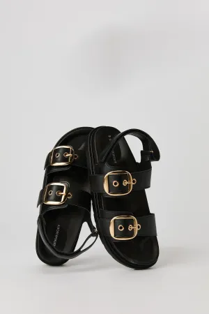 Faux Leather Buckle Sandal