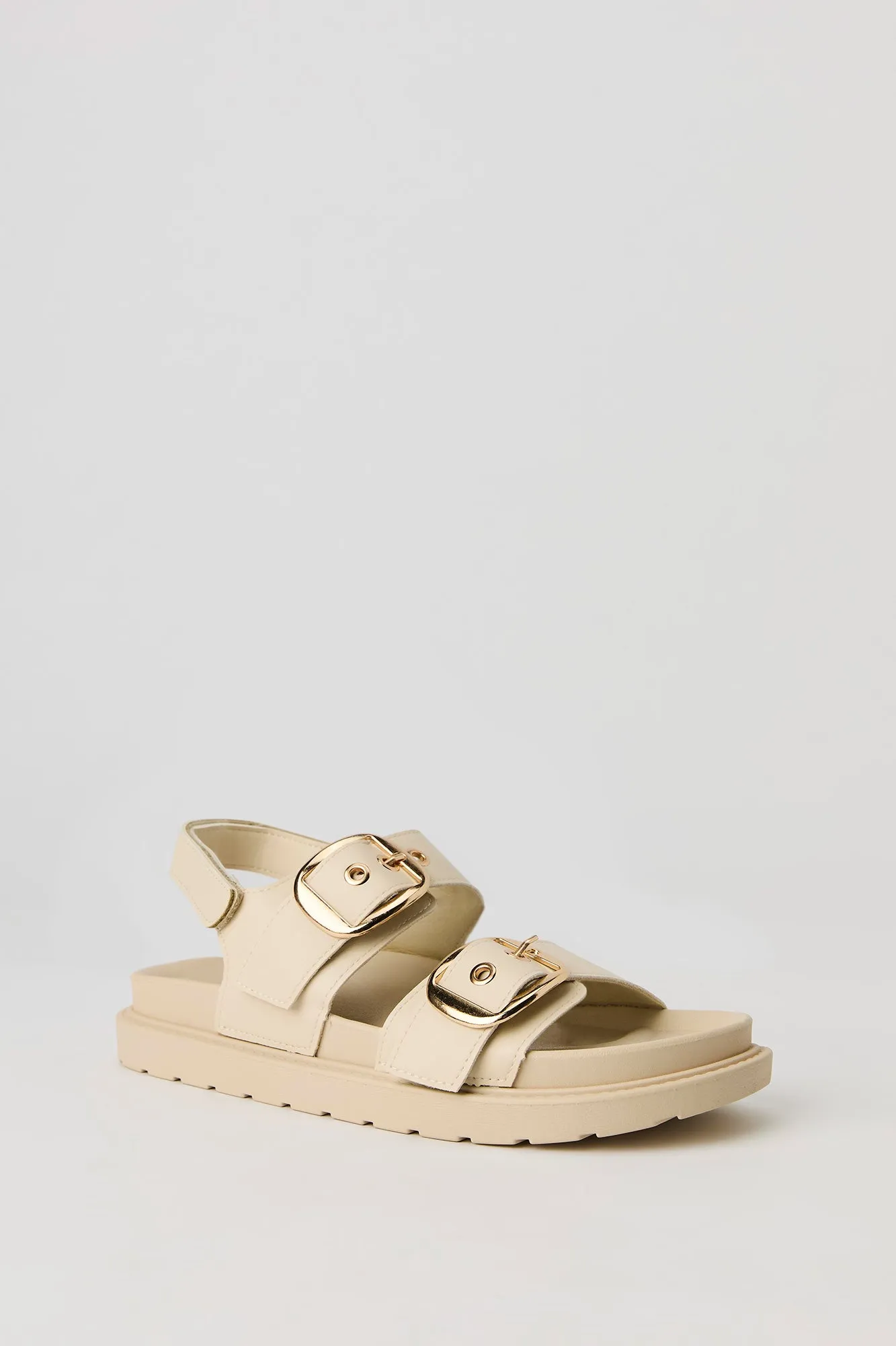 Faux Leather Buckle Sandal