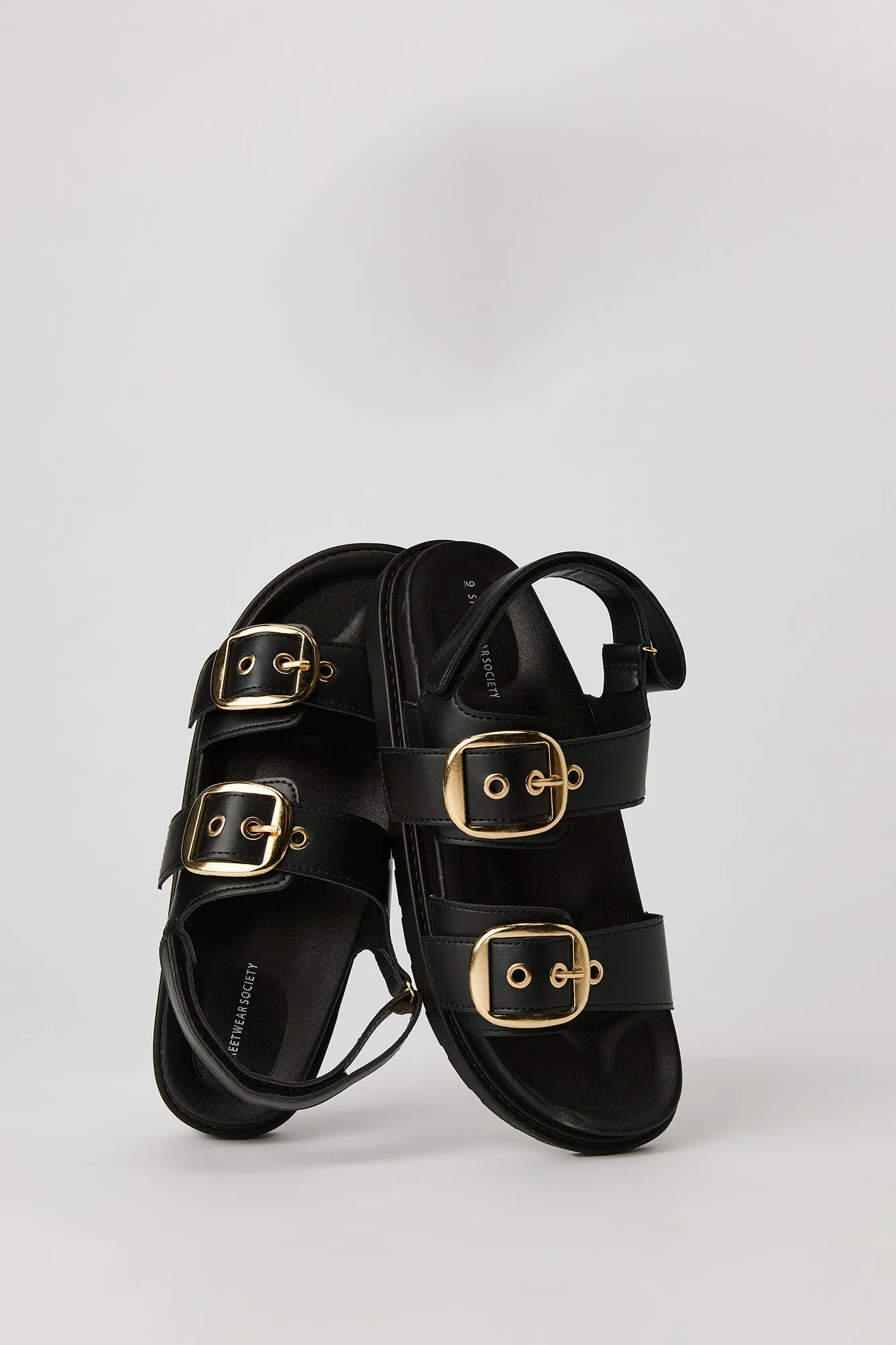 Faux Leather Buckle Sandal