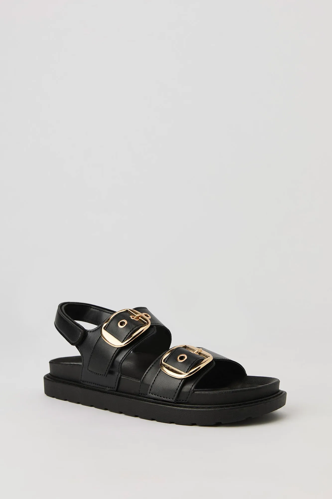 Faux Leather Buckle Sandal
