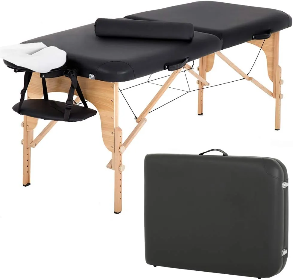 FDW Massage Table 28In Wide Height Adjustable Spa Table with Half Bolster Oxford Cloth Backpack for Spa Footmassage Facial CareSpa Tattoo