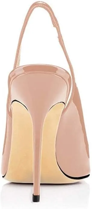 Fericzot Women's Slingback Pumps Pointed-Toe Ankle Strap Summer Dress Shoes Sling Back Pump Stiletto Heels Plus Size