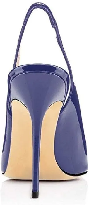 Fericzot Women's Slingback Pumps Pointed-Toe Ankle Strap Summer Dress Shoes Sling Back Pump Stiletto Heels Plus Size
